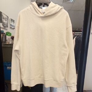 REISS LUIS Jersey Cord Hoodie In Off White